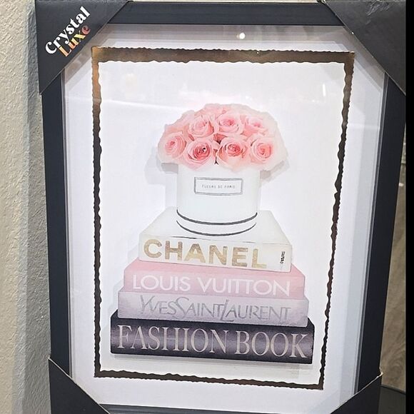 Crystal Luxe Fashion Book Stack Framed Wall Decor - Picture 4 of 8